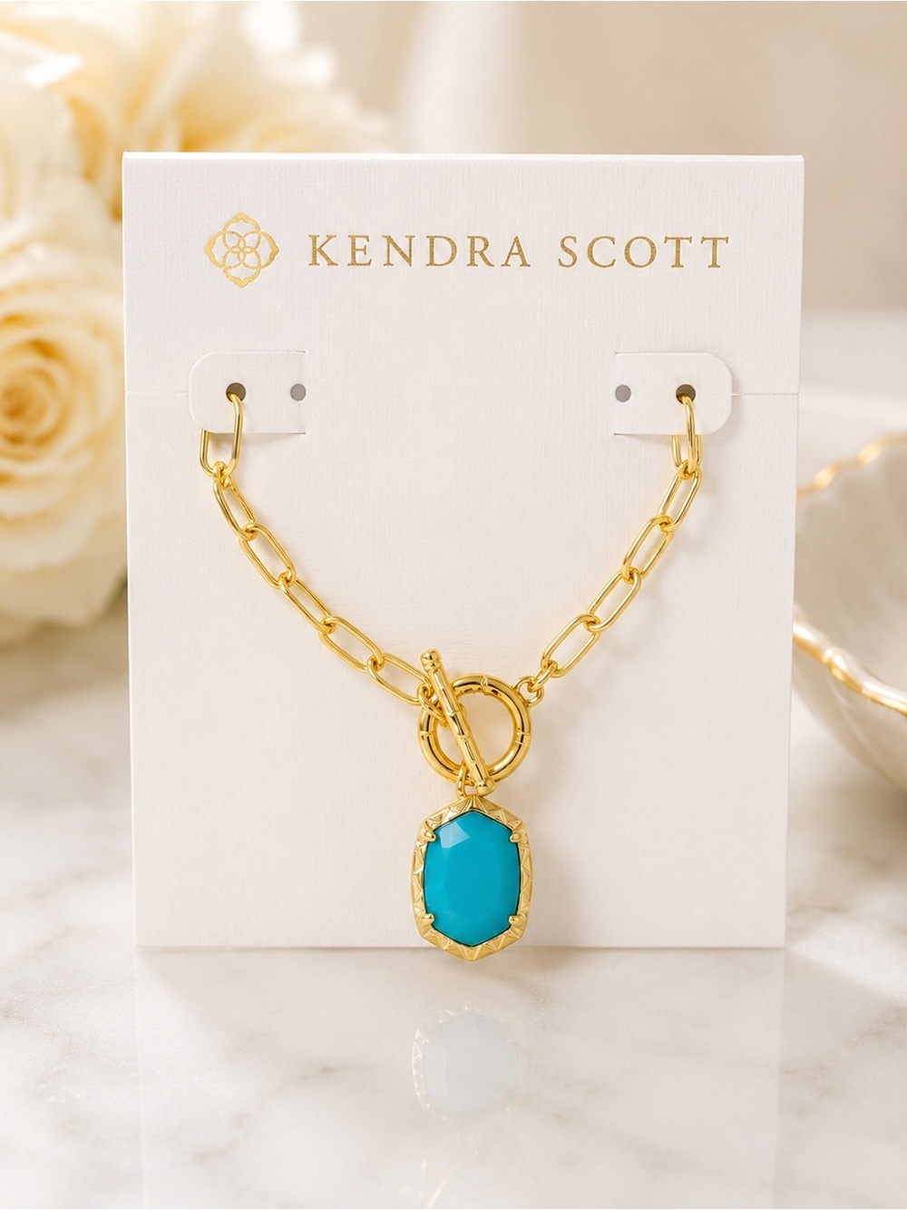 Kendra Scott Gold Toggle - Paperclip Chain Bracelet – Turquoise Magnesite